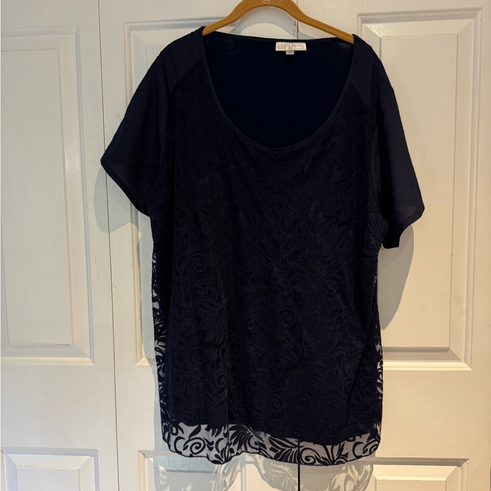 Dark Navy, sheer Lacey Top